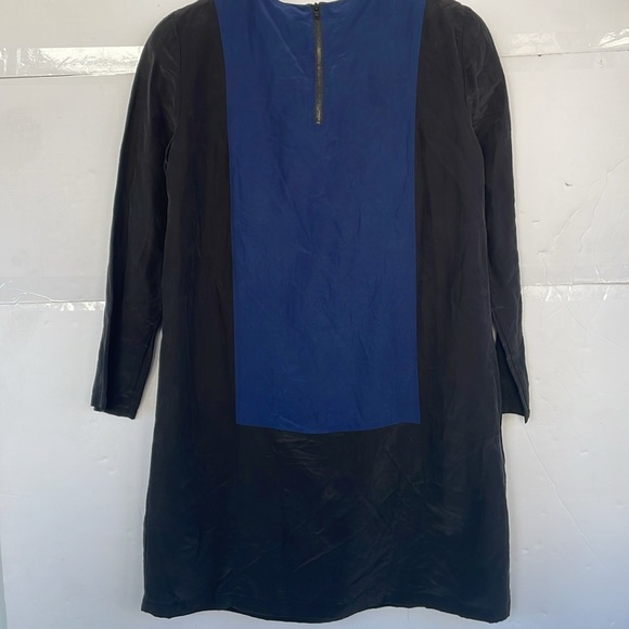 Madewell Blue and Black Colorblock Dress Back Zipper Silk Blend Small - Picture 11 of 17
